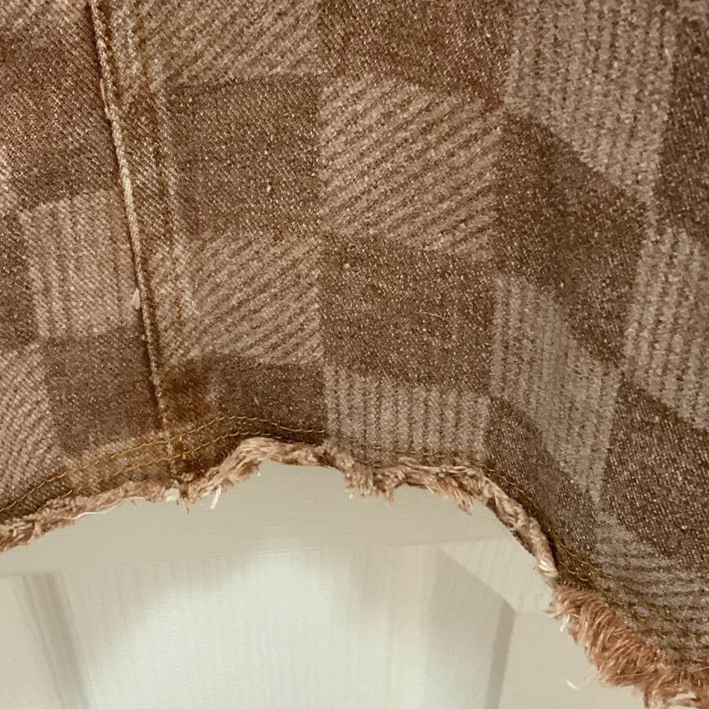 Very J Brown Checkered Maxi Skirt with Frayed Waist - Picture 3 of 7